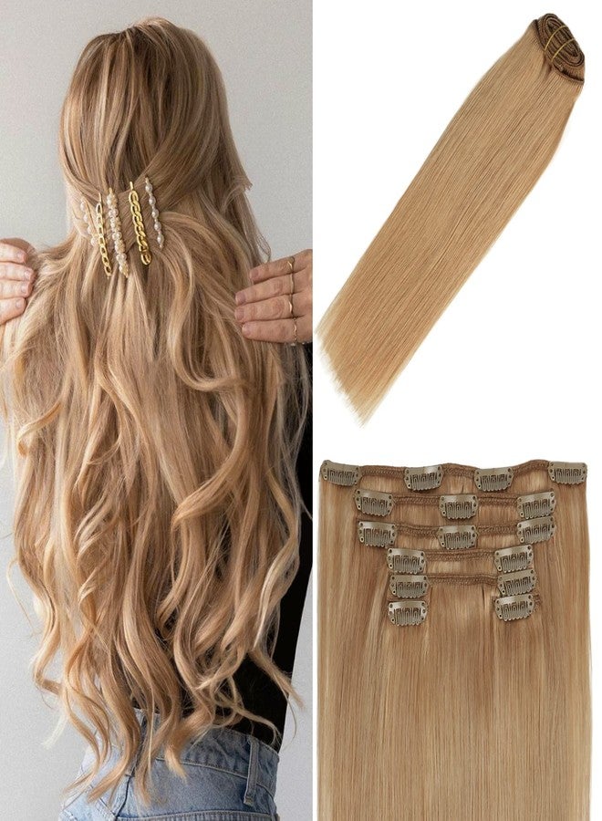 WindTouch Clip in Hair Extensions Human Hair Reddish Blonde 20Inch 70g 9A Grade #12 7PCS Gift For Women - Image 1